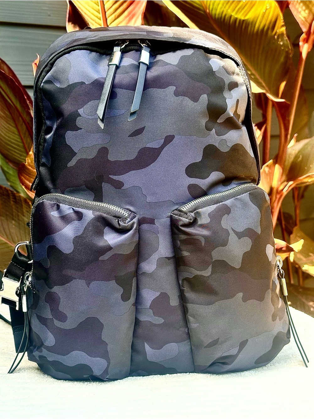 TUMI Devoe Meadow Blue Camo Nylon Backpack Travel Bag Extra Patch